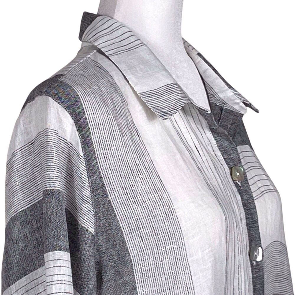 Habitat Linen Striped Lagenlook Top Blouse Relaxed Fit Size Large NWT - Picture 7 of 16